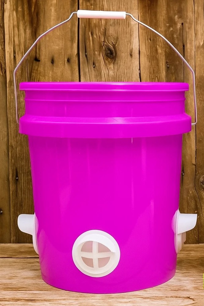 Automatic Gravity Chicken Feeder for Chickens/Poultry (Pink, 5-Gallon)