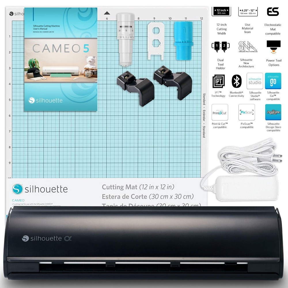 Silhouette Black Cameo 5α Alpha with Electrostatic Grip Mat Attachment