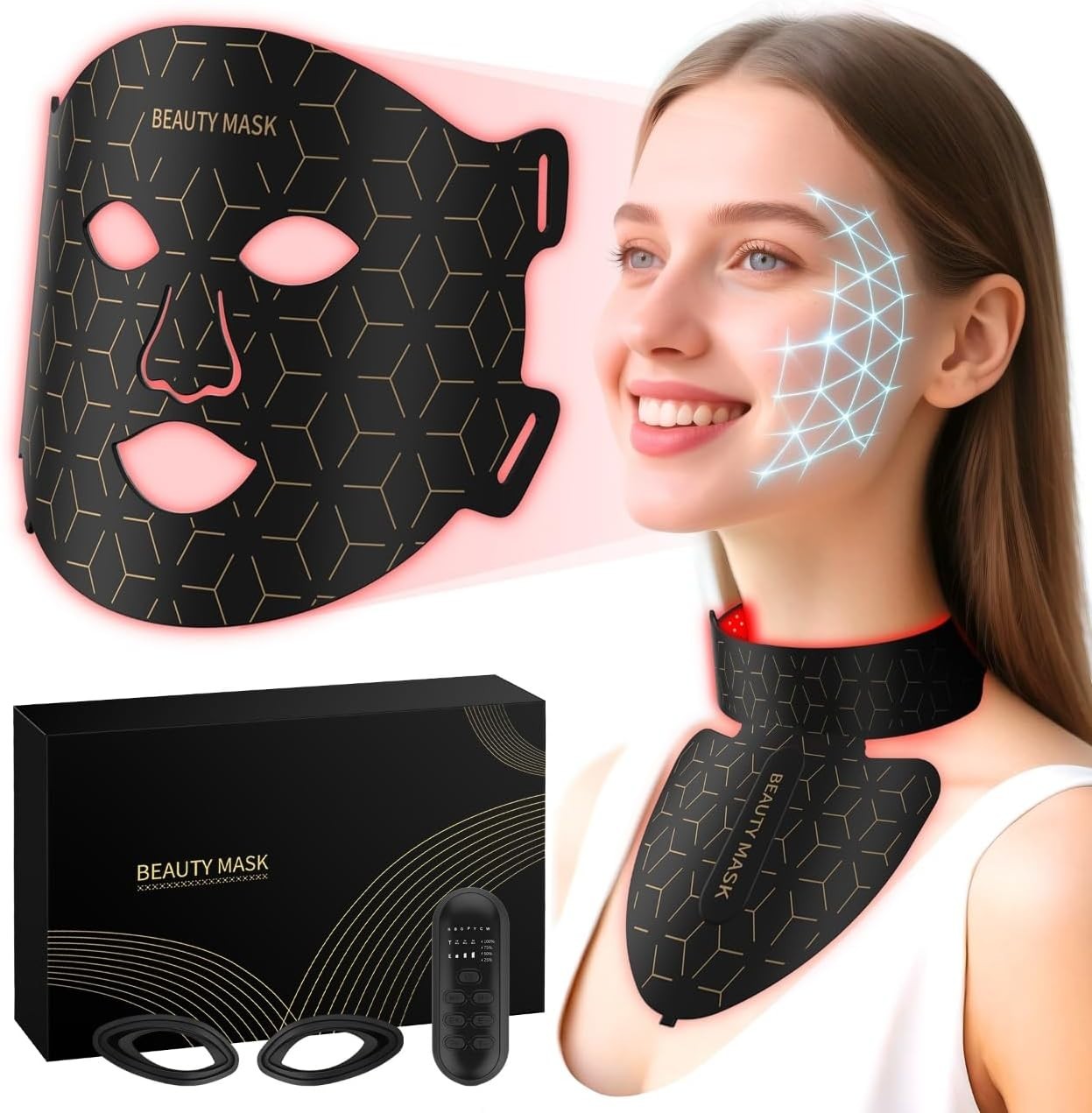 Red Light Therapy for Face & Neck, Red Light Mask , 7-1 Colors LED