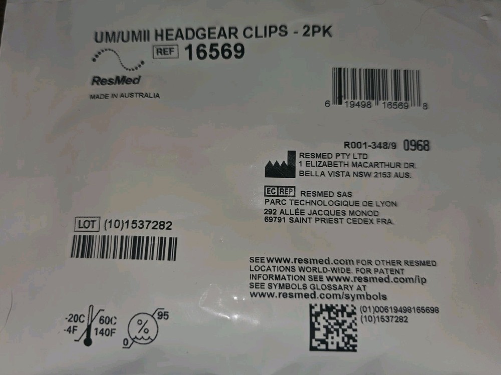 (2) ResMed HEADGEAR CLIPS