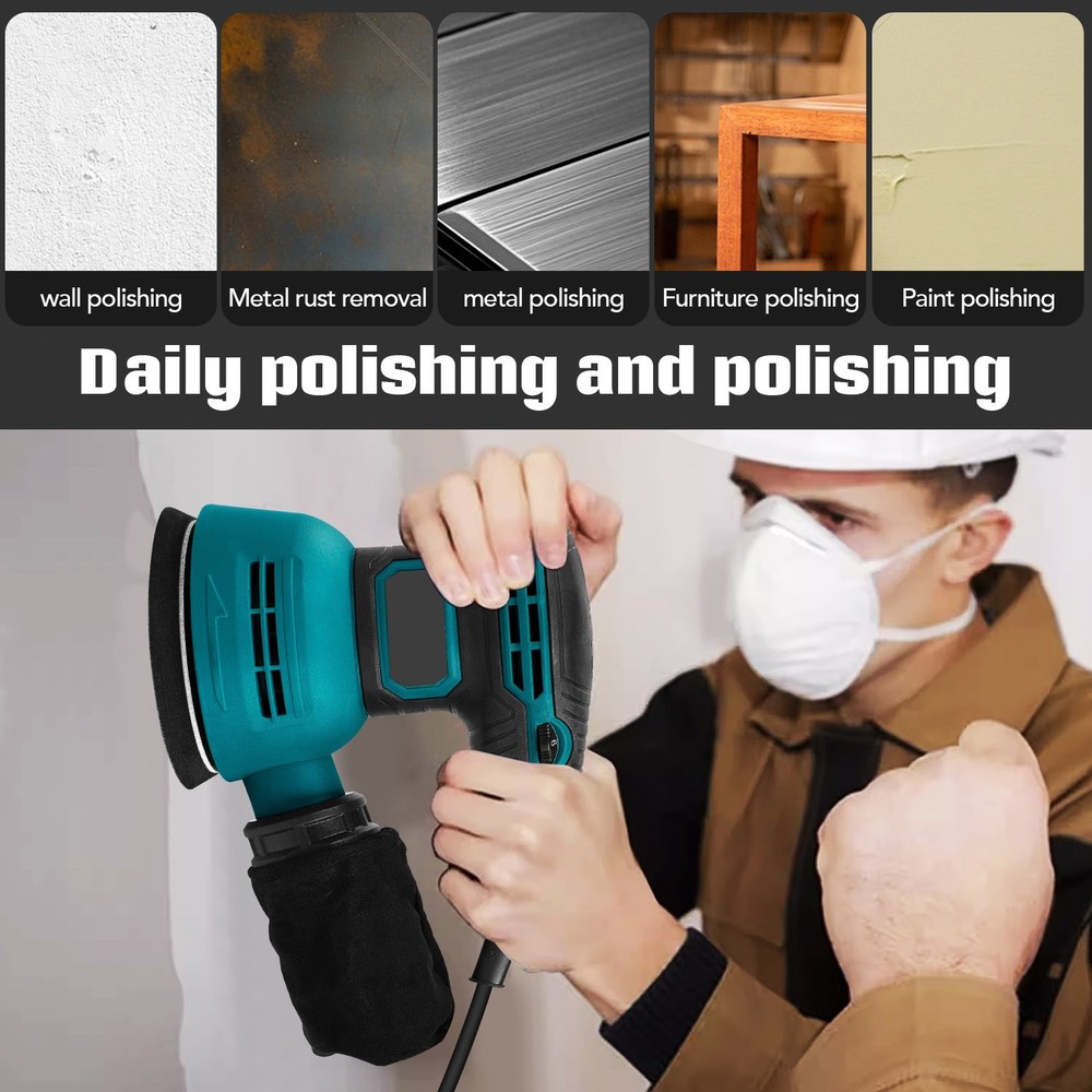 6 Speed Adjustable Electric Eccentric Sander with Dust Collection 360° Rotation