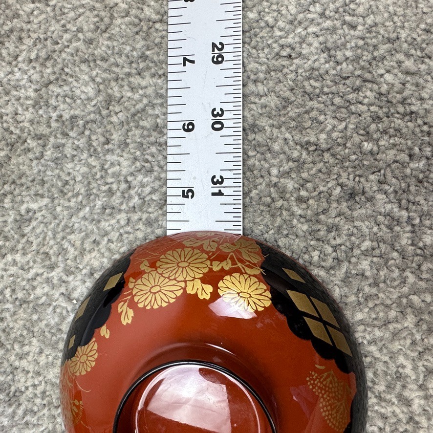 5 Showa Period Wajima-Nuri Owan Serving Bowls 3 Lids & Lacquered Wood Tray Japan