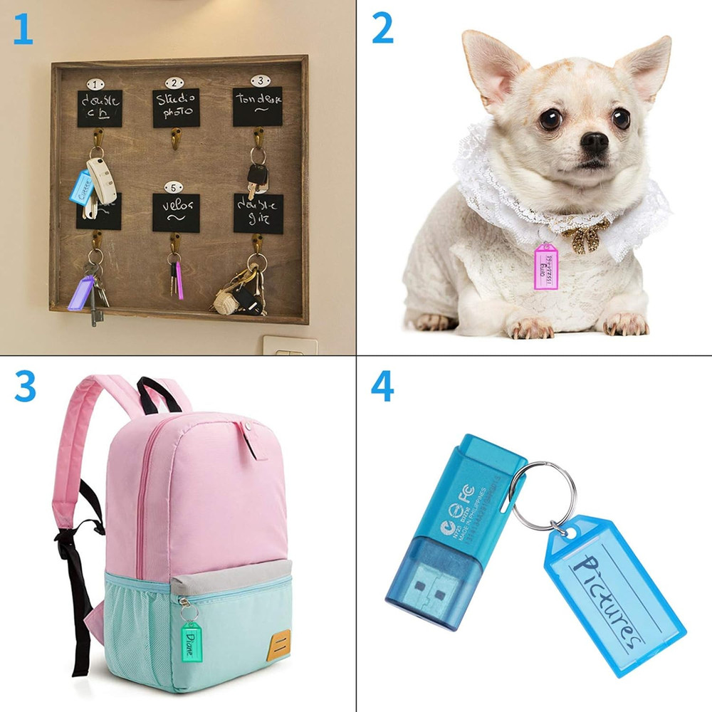 20 Pack Plastic Key Tags with Container, Key Labels with Ring and Label Window,