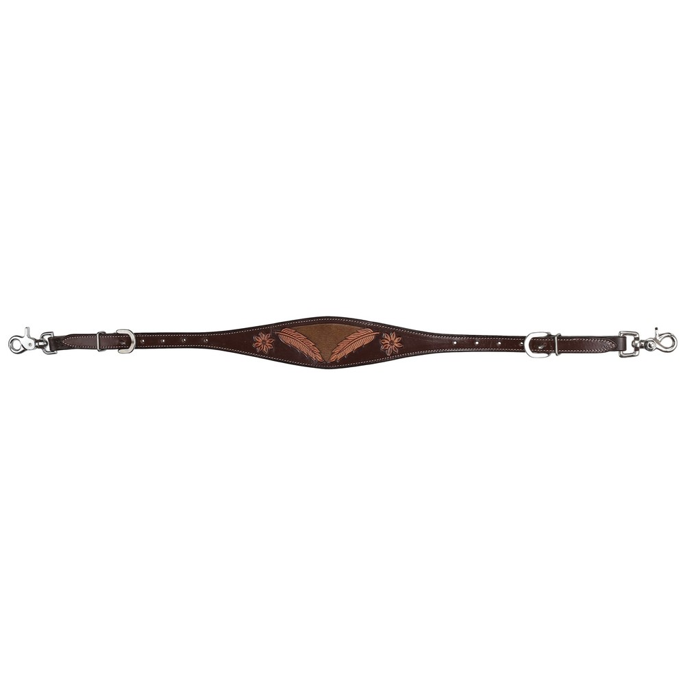 Showman Raven Hide Wither Strap Tooled Leather