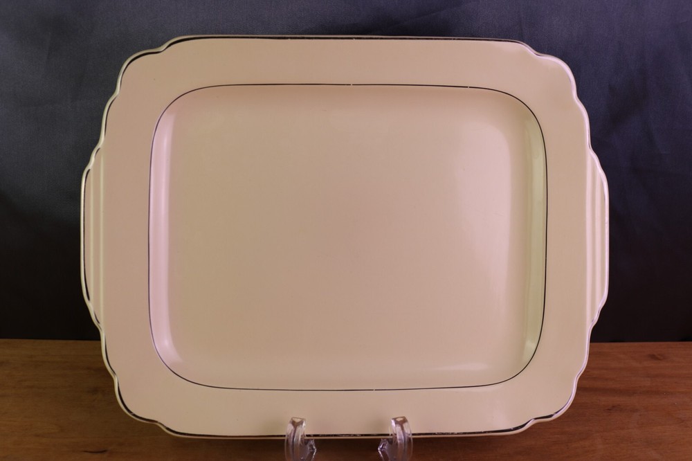 Homer Laughlin Ivory Cream Century Pattern Platinum Trim Rectangular Platter