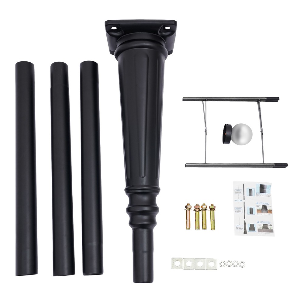 3.1 Meters Outdoor Split-type Light Post With Sturdy Ground Cage For Sidewalks