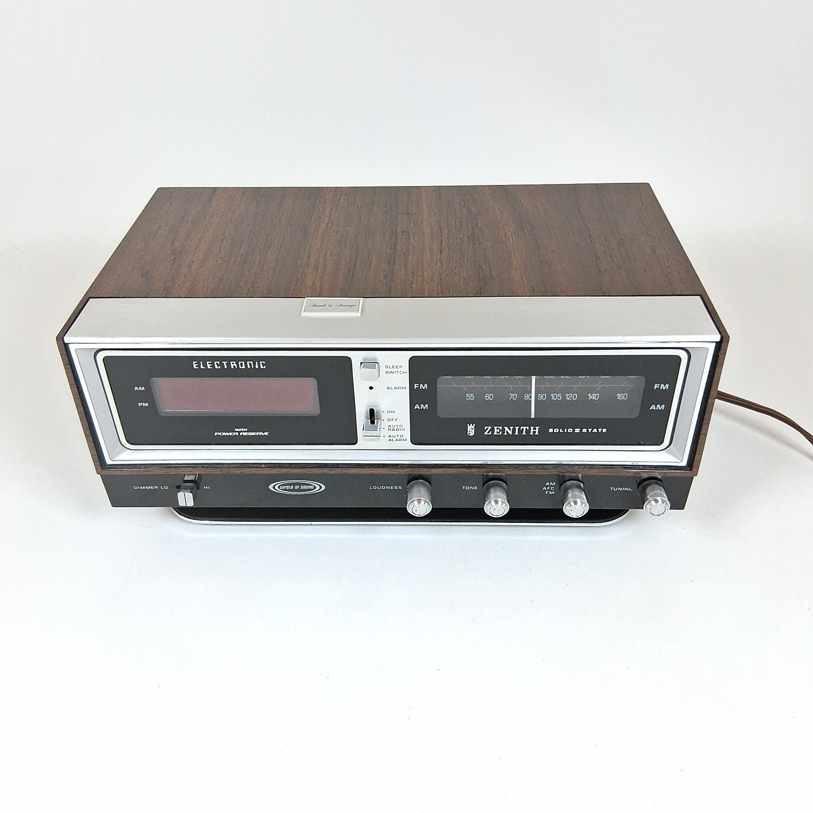 Vintage Zenith Circle of Sound Clock Radio K472W Solid State Tested