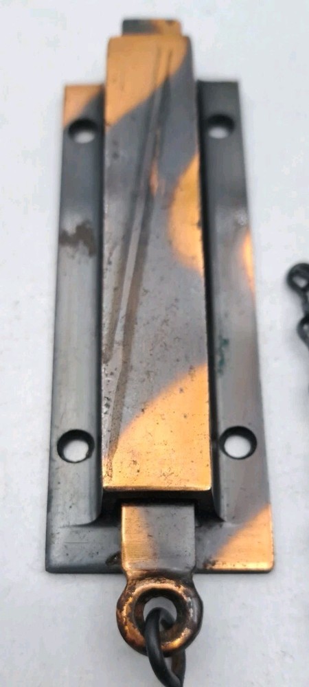 Antique Spring Loaded Latch Chain Pull Japanned Surface Mount Door Hardware