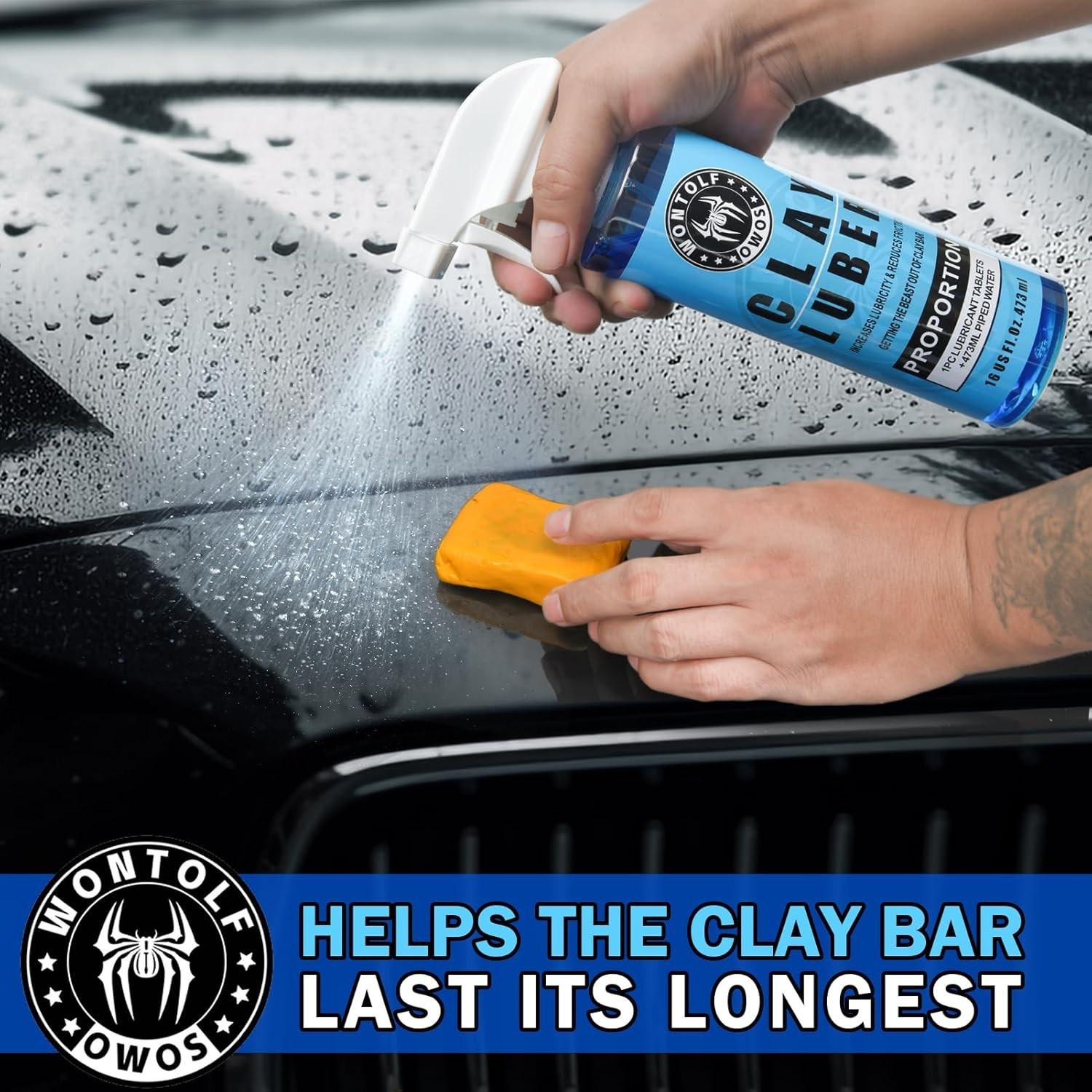 Car Clay Bars Auto Detailing and Clay Luber Synthetic Lubricant Kit, 4 Clay Bars