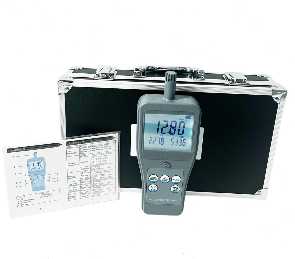 Digital Humidity Temperature Dew Point Meter with PPM Range 0~50000 Resolution 1