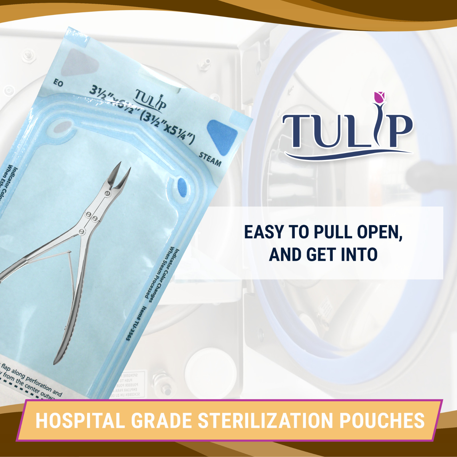 200 3.5" x 6.5" Self-Sealing Sterilization Pouches Dental Medical Tulip