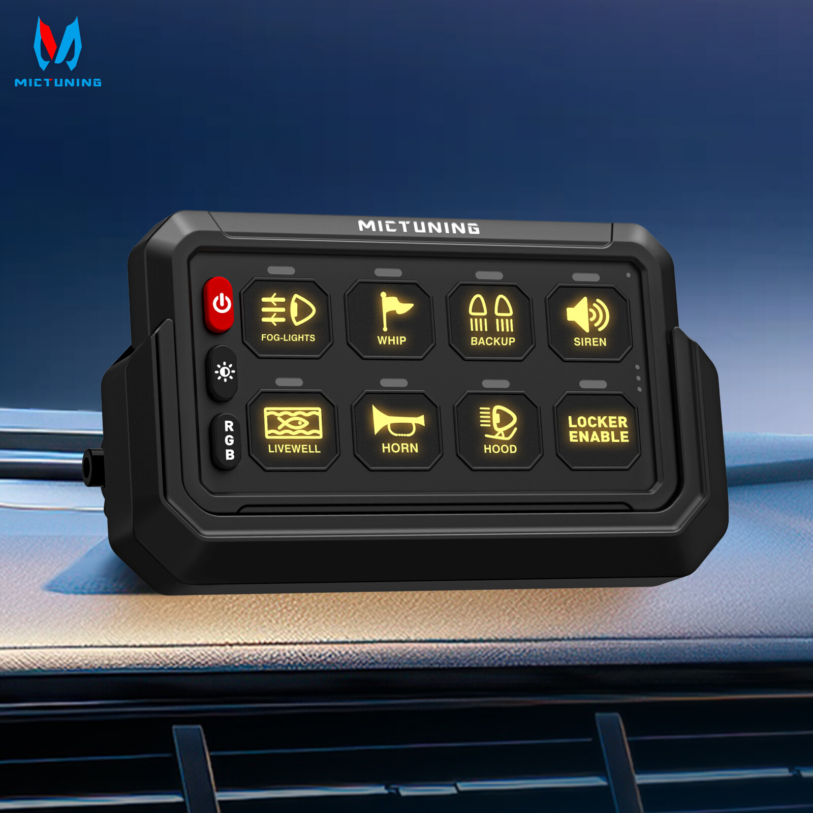 MICTUNING P1s 8Gang Switch Panel,Wireless Cordless,Auxiliary Circuit Control Box