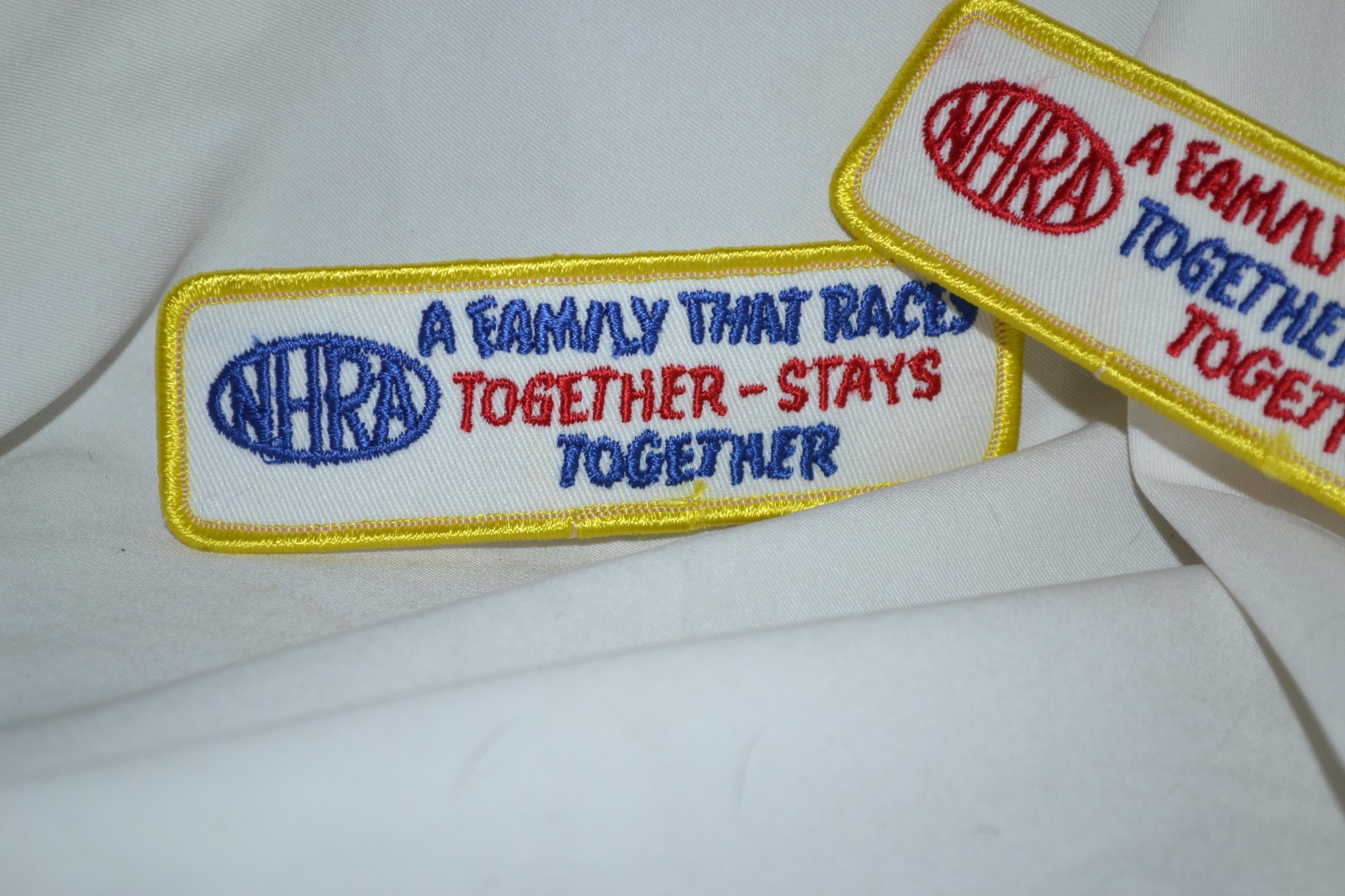 *NEW* CLOTHING PATCHES 2 - NHRA "A FAMILY THAT RACES TOGETHER-STAYS TOGETHER"