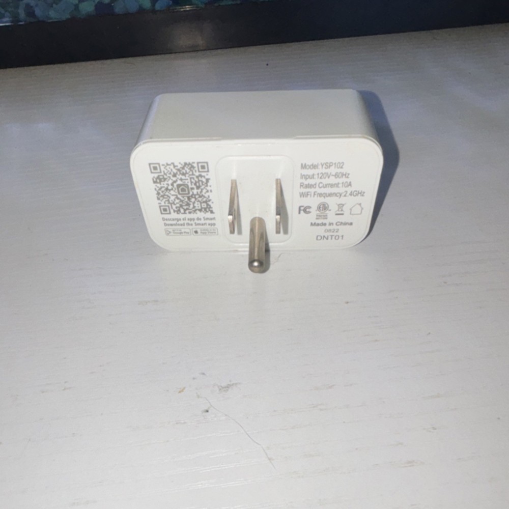 YSP102 Wi-Fi Smart Plug Type B White App-Controlled On/Off Switch