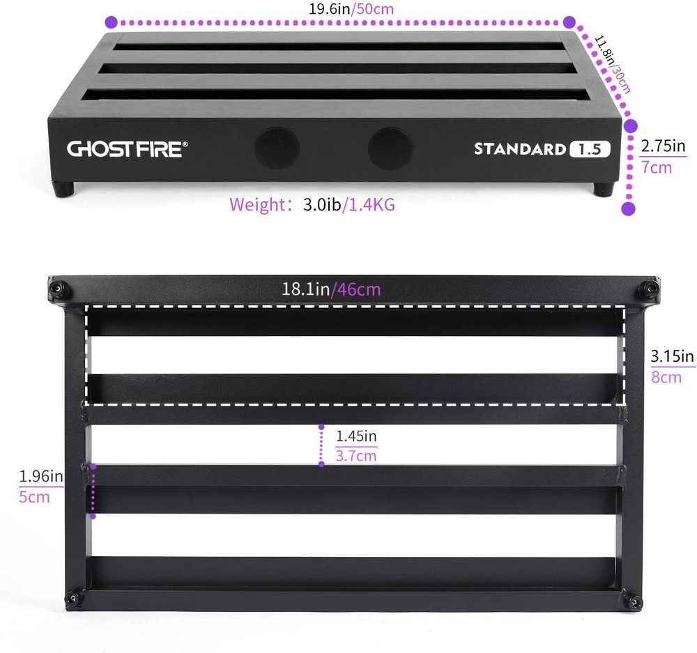 V-Series Ghost Fire Aluminum Pedal Board - Includes Storage Bag & Mount Bracket