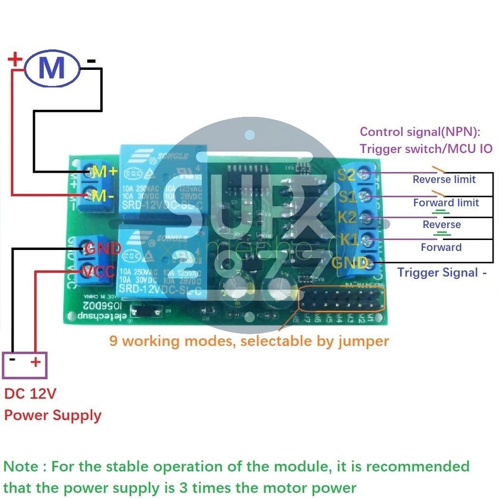 DC 12V Motor Controller Relay Board Forward Reverse Control Limit Start Stop