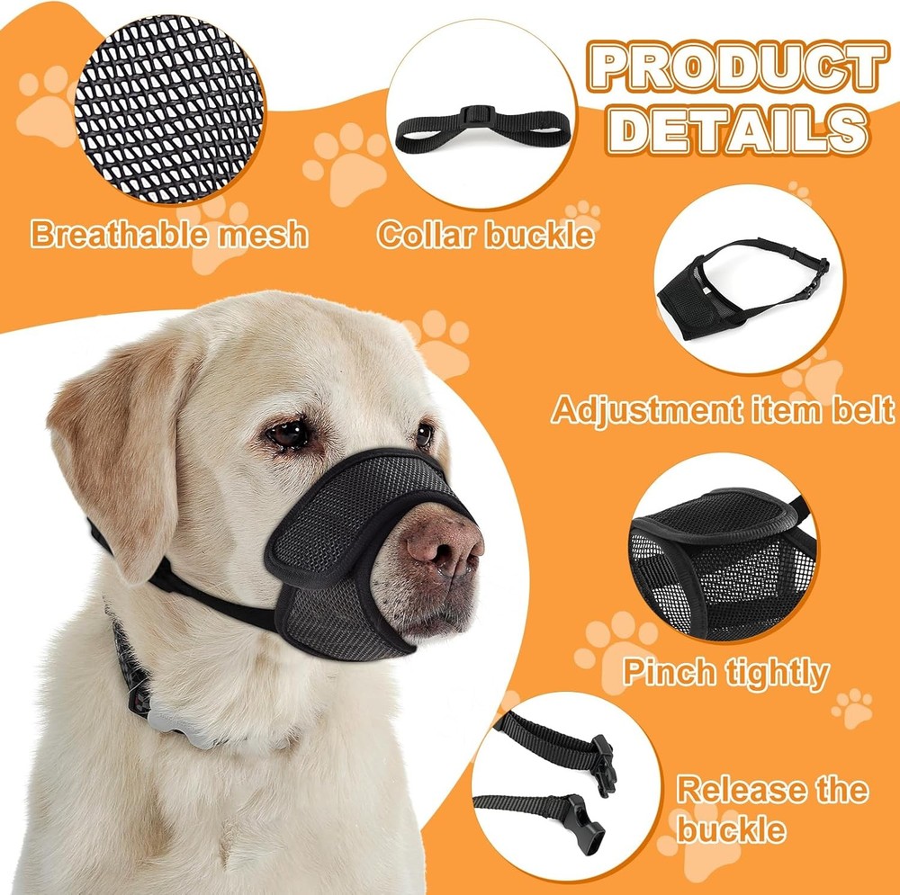 Dog Muzzle Soft Nylon Air Mesh Breathable Drinkable Anti-Bite Adjustable