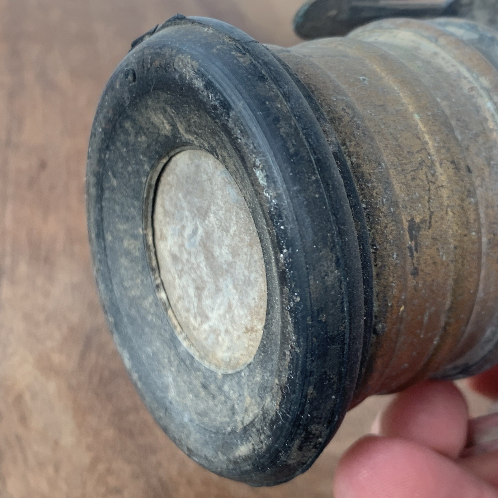 Vintage Brass Miners Carbide Hat Lamp by "Premier" Leeds England Large Reflector