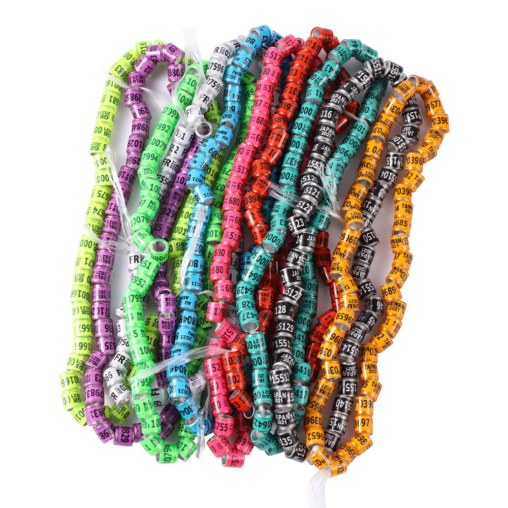 For 2023 Racing Multicolor Pigeon Rings Leg Bands ARPU Bird Foot Ring 8mm 100Pcs