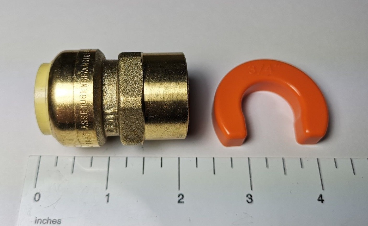 1 PIECE 3/4" PUSH FIT X 3/4" FNPT FEMALE THREADED ADAPTER WITH 1 FREE CLIP TOOL