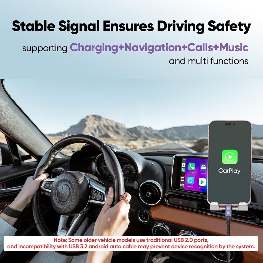 Android Auto USB Cable 3FT, Car CarPlay Cord, Type C 3.2 Gen2 3 Feet