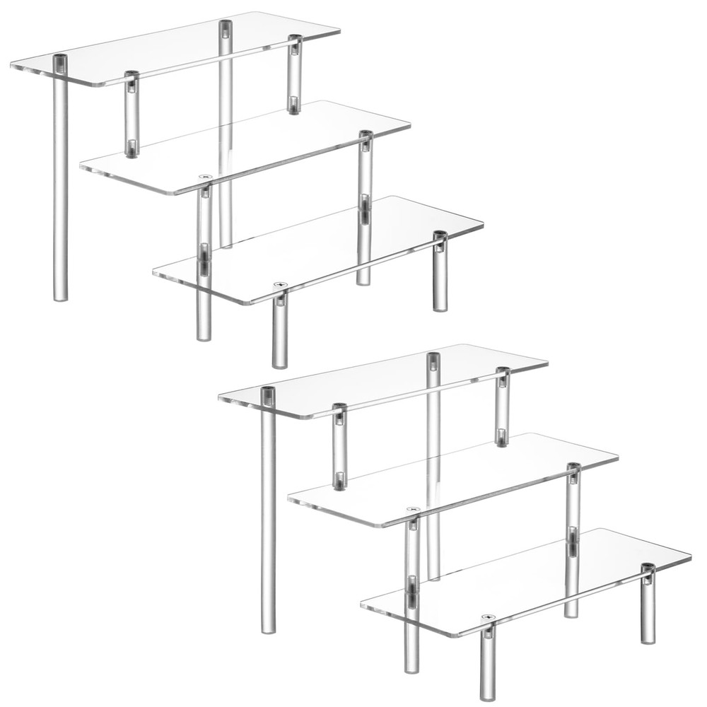 HENABLE 2PCS Acrylic Display Risers, 3 Tier Clear Cupcake Stand Risers, Organ...
