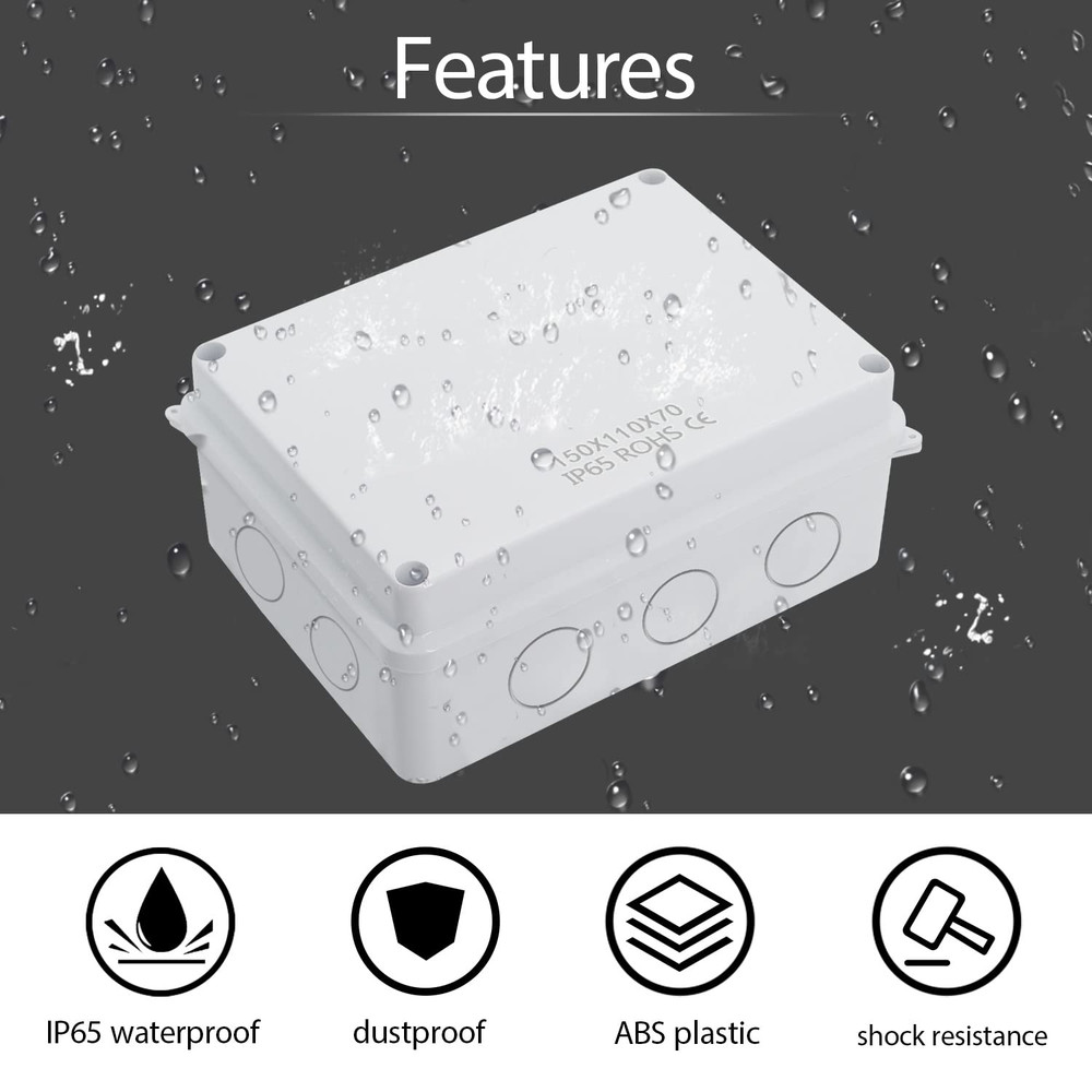 Junction Box, Electrical Box IP65 Water Resistant Dustproof ABS Plastic Project