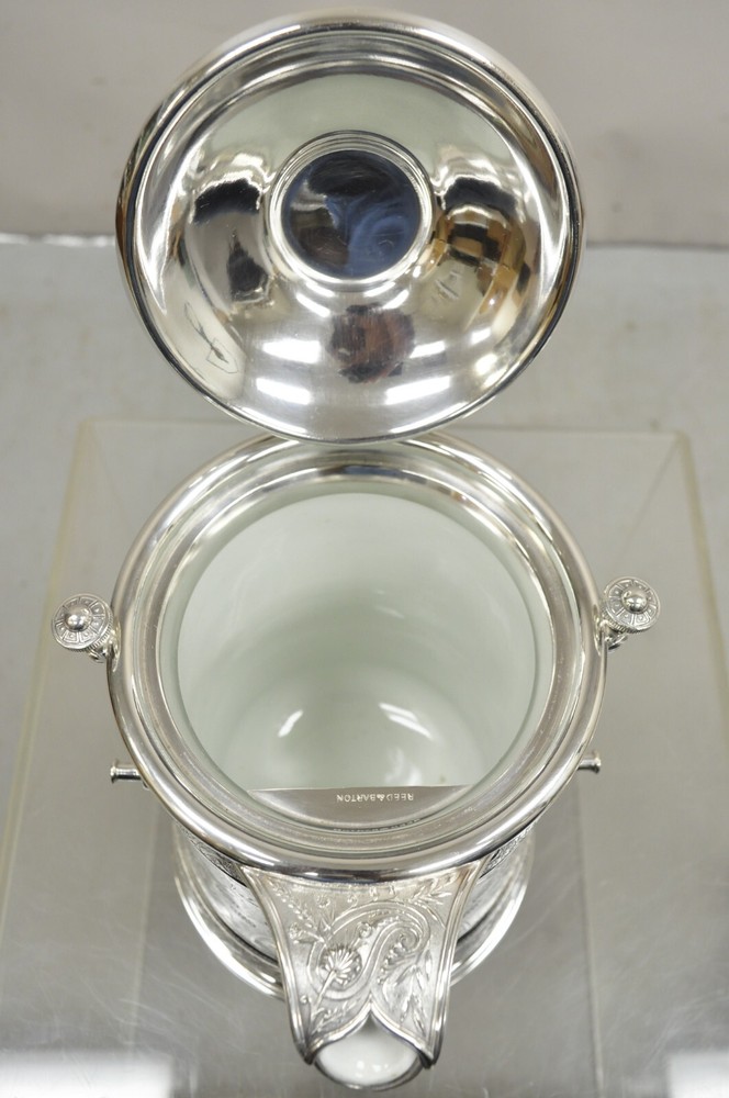 Antique Reed & Barton Victorian Silver Plated Tilting Ice Water Pitcher Set