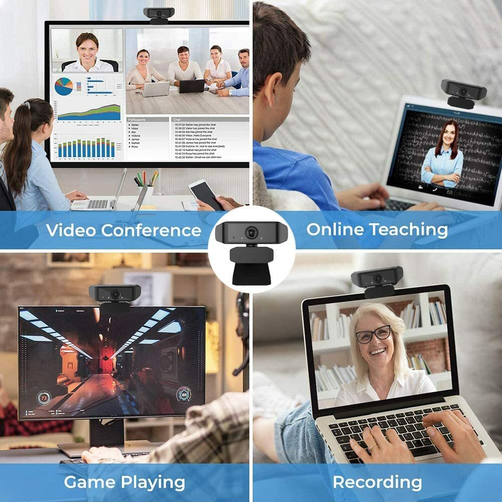 1080P HD USB Webcam for PC Desktop Laptop Web Camera w Microphone & Tripod