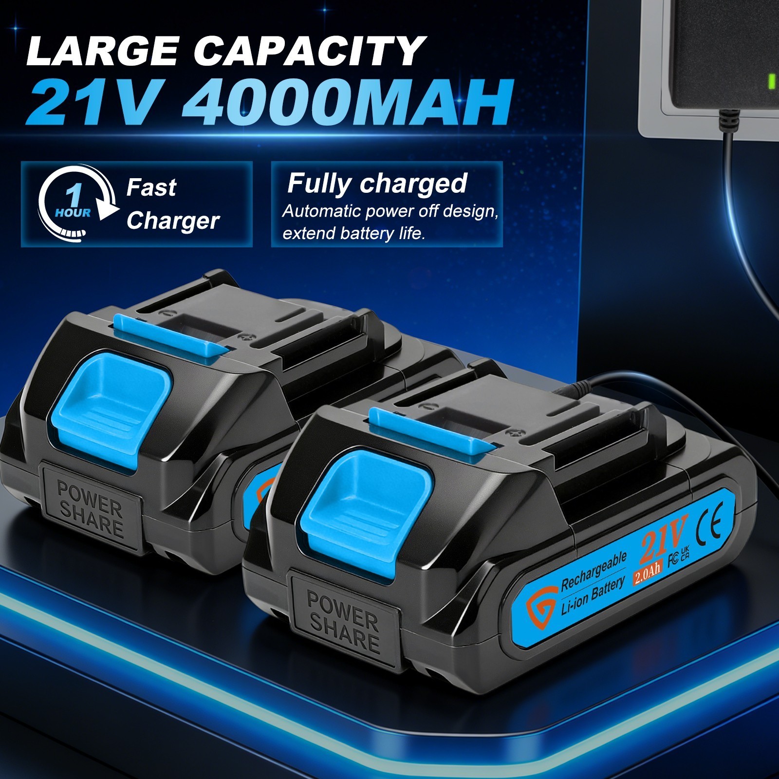 21V 2 in 1 Cordless Nail Gun Brad Nailer with 18 GA w/ Charger & 2 Batteries