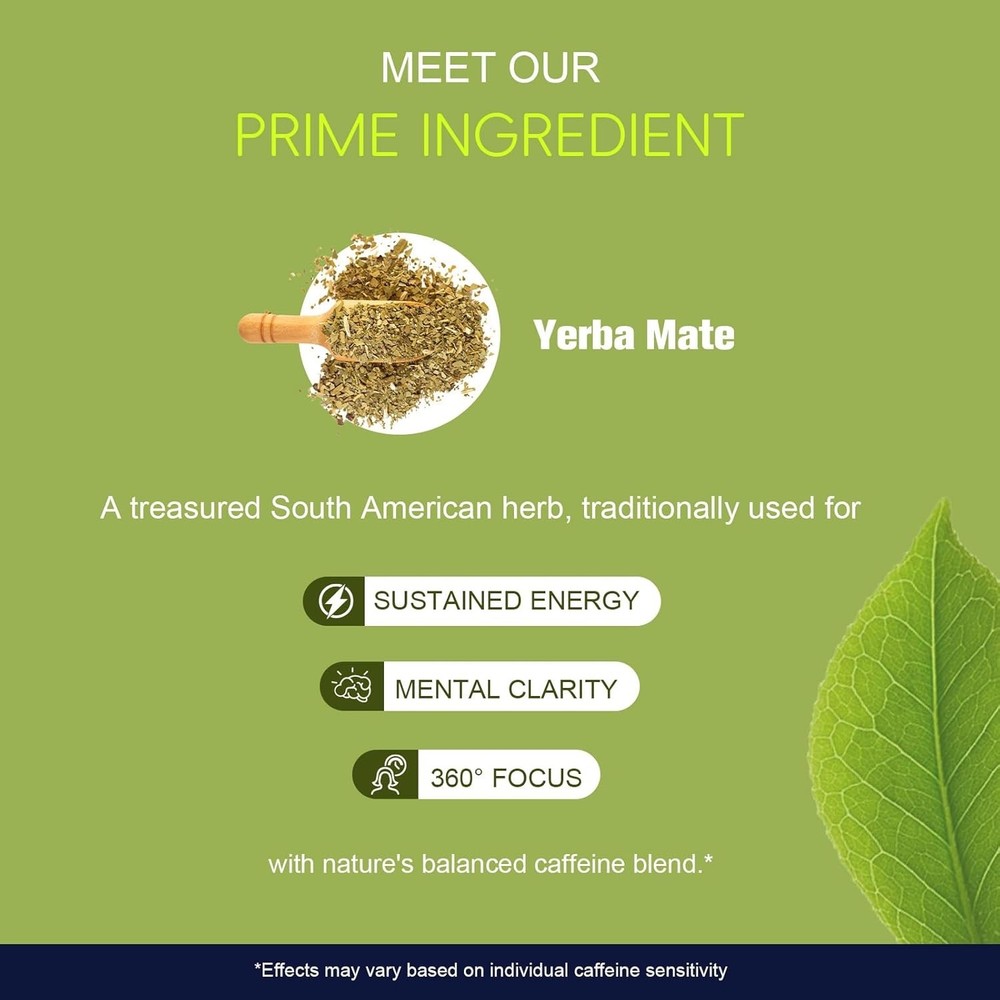 2X Yerba Mate Capsules Yerba Mate Complex Supplement for Focus, Memory & Energy