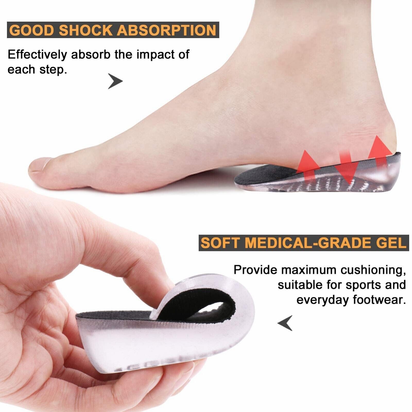 Men Women Shoe Insoles Invisible Height Increase Heel Lift Taller Inserts Pad US