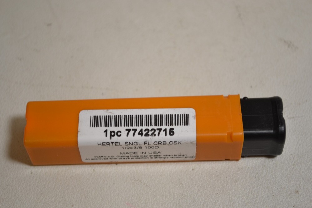 Hertel 1" Head Diam, 1/2" Shank, 1 Flute Solid Carbide Countersink