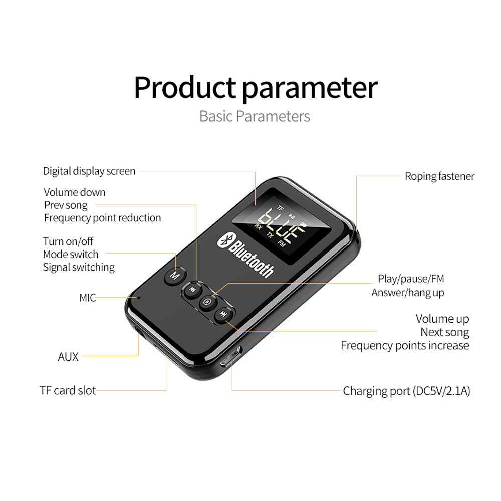 Wireless Bluetooth FM Transmitter Receiver TF For Car TV PC Headphones Speakers