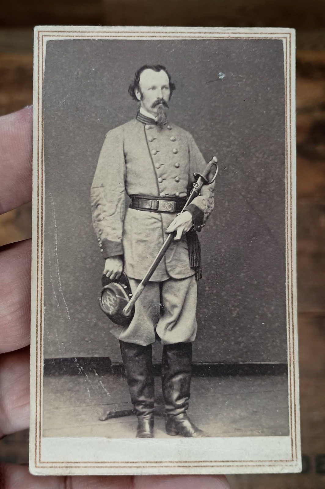 RARE CDV CONFEDERATE Captain W/ Sword South Carolina Photographer Cooley/Becket