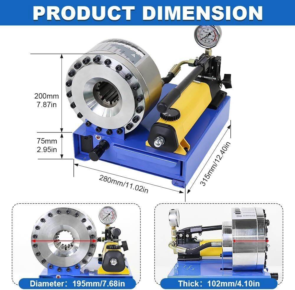 5600KN Hydraulic Hose Crimper Pipe Clamping Machine w/ 8 Sets Dies 10mm-30m New