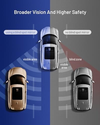 Blind Spot Mirror, 5" Wide Horizontal Viewing Angle, Side Longer Rectangle