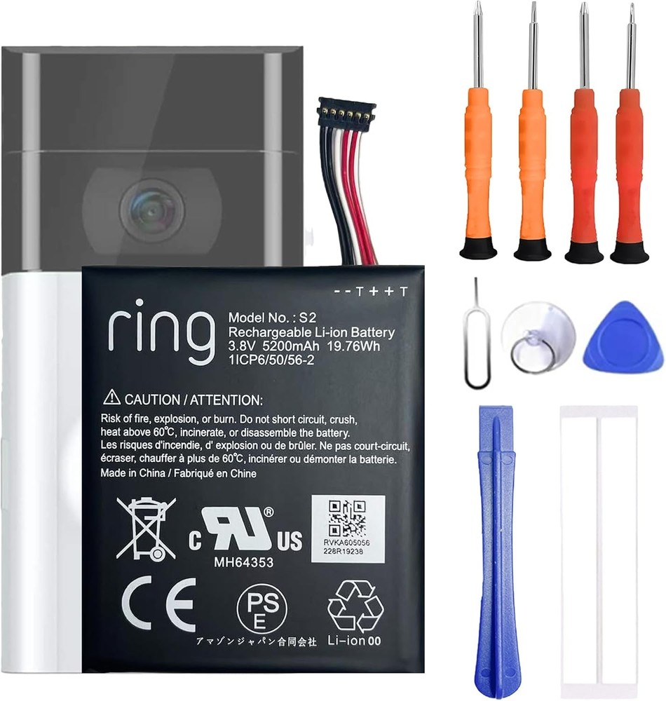 Ring S2 Battery Compatible with Ring Video Doorbell 2nd Generation Replacement