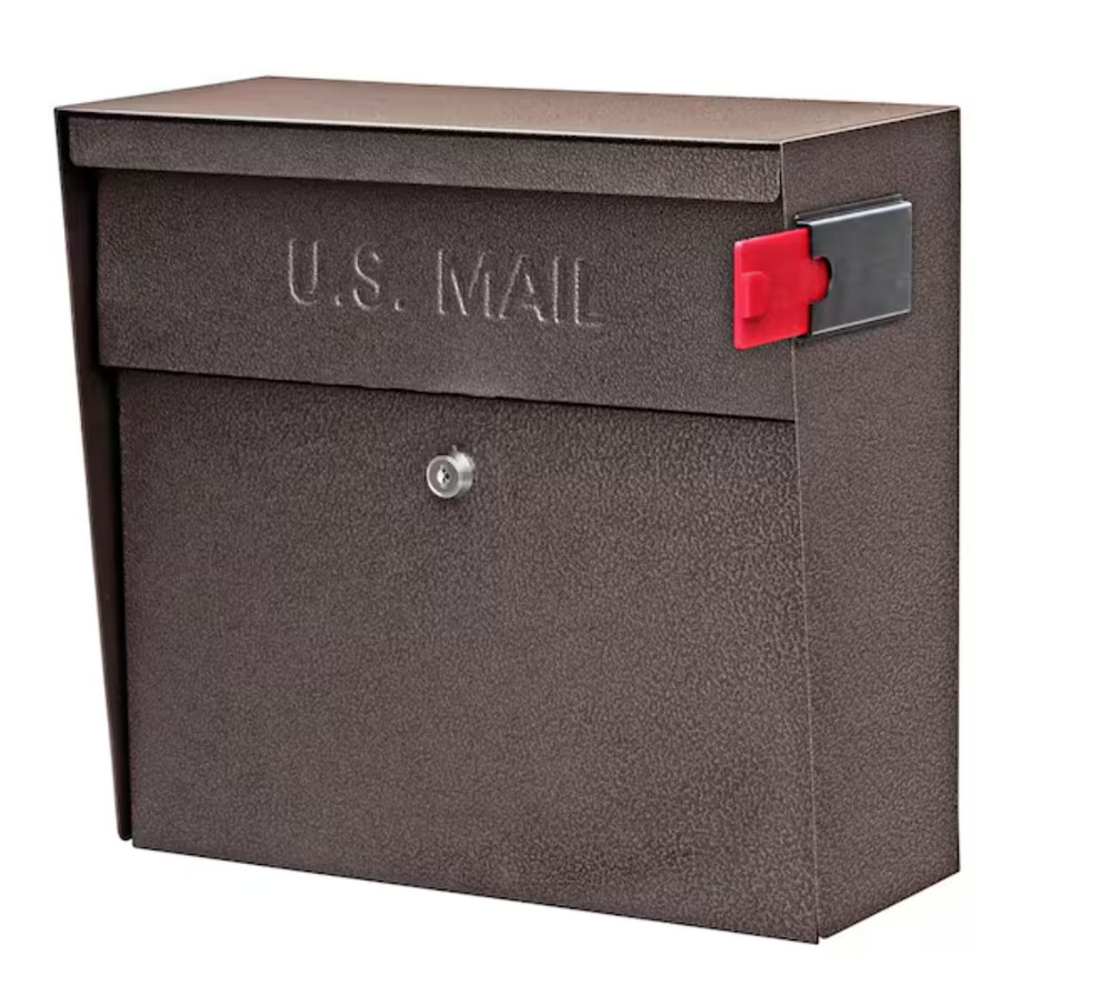 Locking Mailbox Wall Mount Medium Mail Boss Metro Bronze High Security 7164