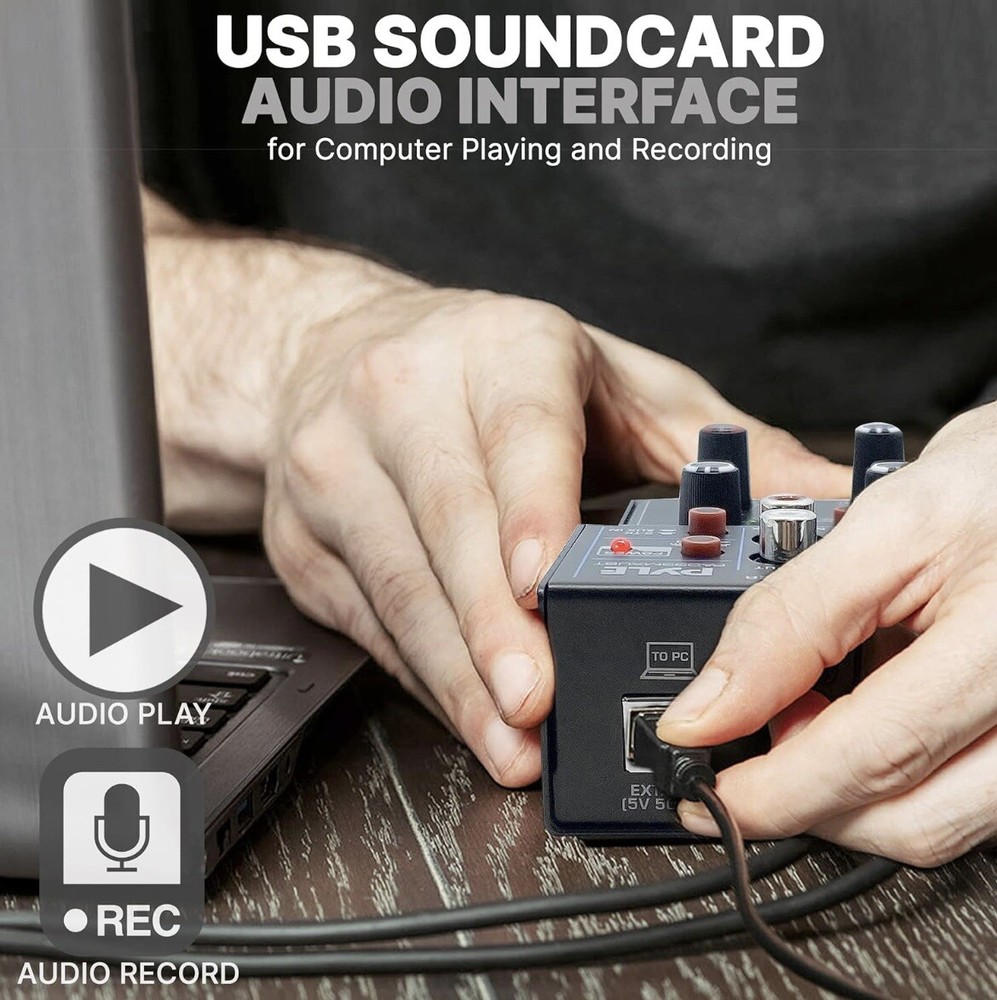 pyle compact bluetooth dj mixer interface