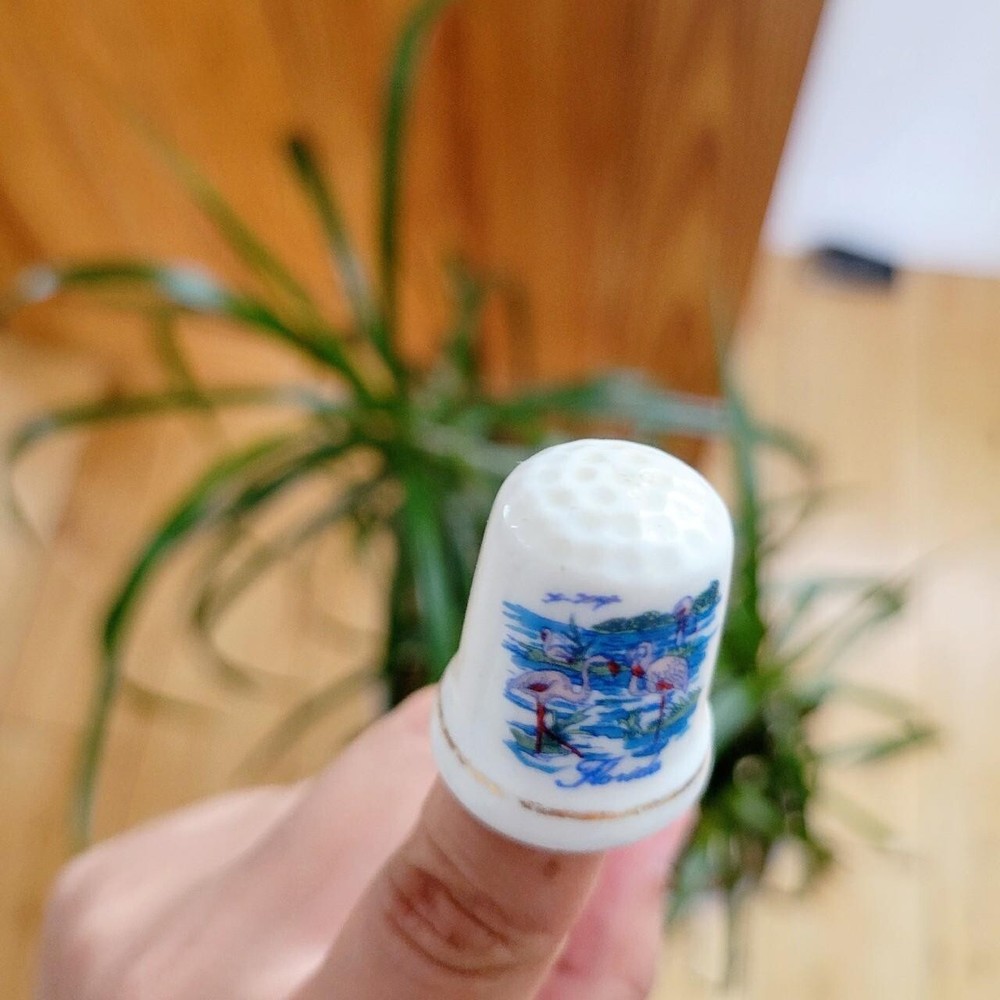 Vintage Florida Flamingos Thimble