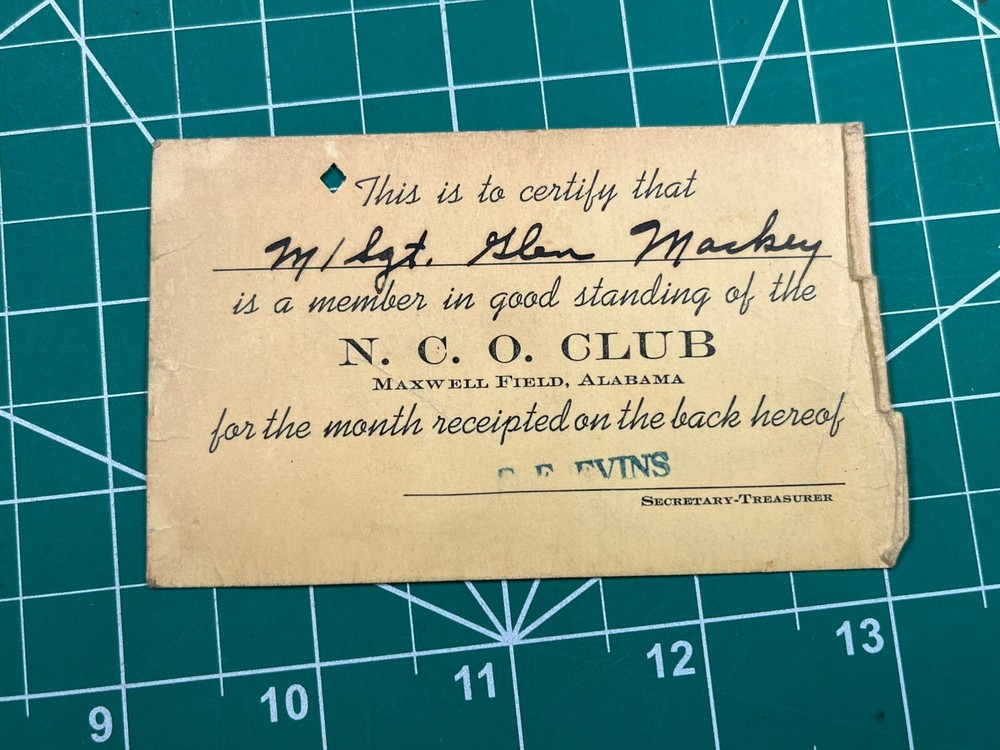 WWII Mess Pass Lot & Vehicle Permit Named ID'd