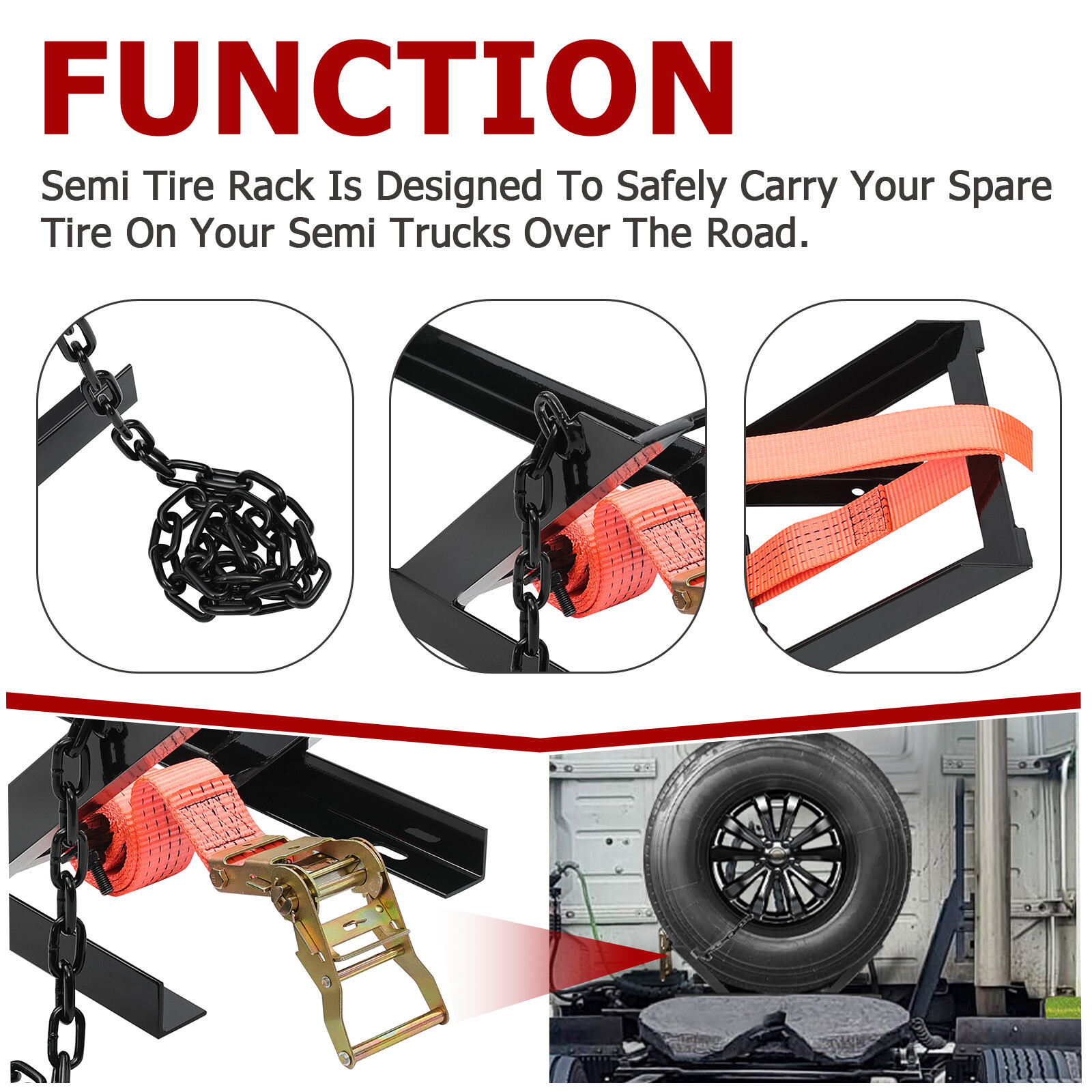 Upgate Adjustable Semi Truck Tire Rack Spare Tire Carrier Tire Mount Tire Holder