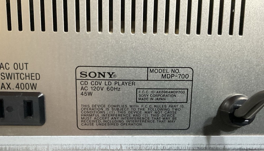 Sony CD CDV LD Player MDP-700