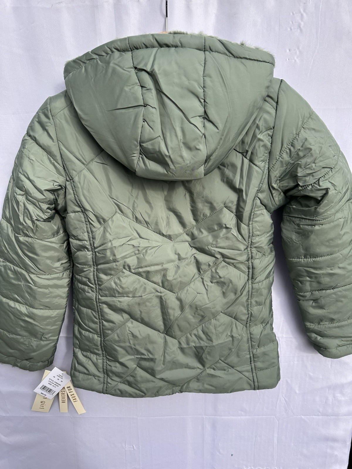 Madden Girl Reversible Winter Coat, Size 10/12, Moss Green, New