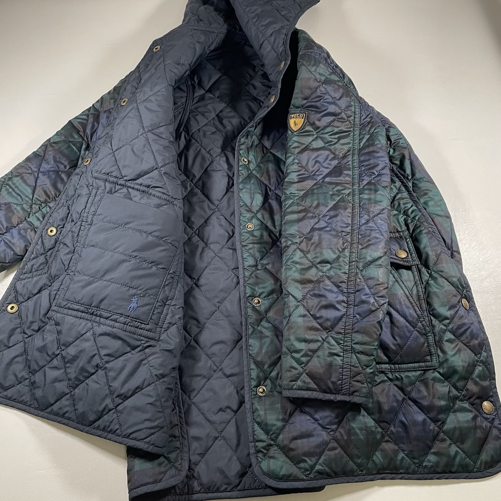 Polo Ralph Lauren Girls Kids 6X Reversible Quilted Plaid Jacket Snap Shield