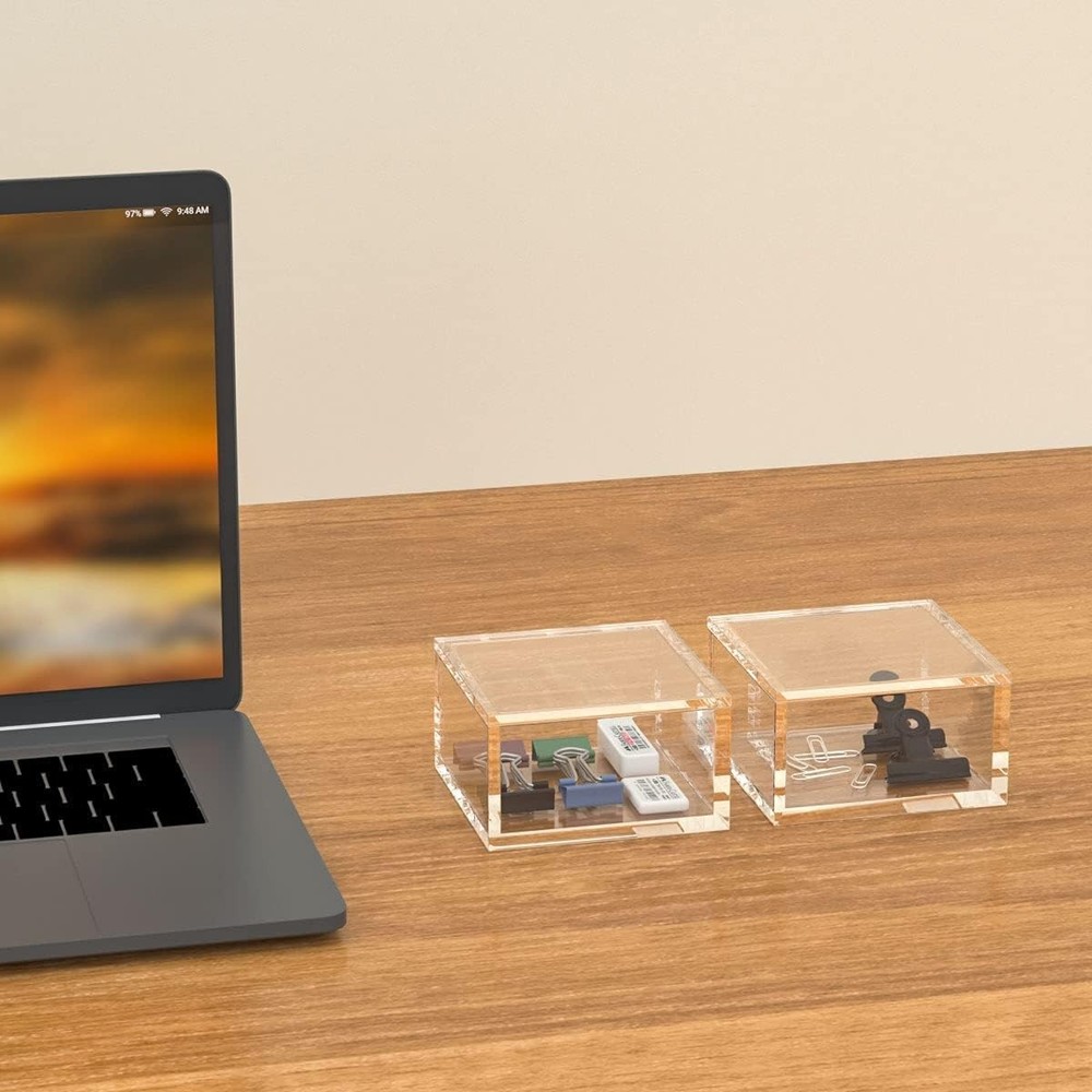 Acrylic Box with Lid, Clear Cube Display Case, Multi-Purpose Box Square Conta...