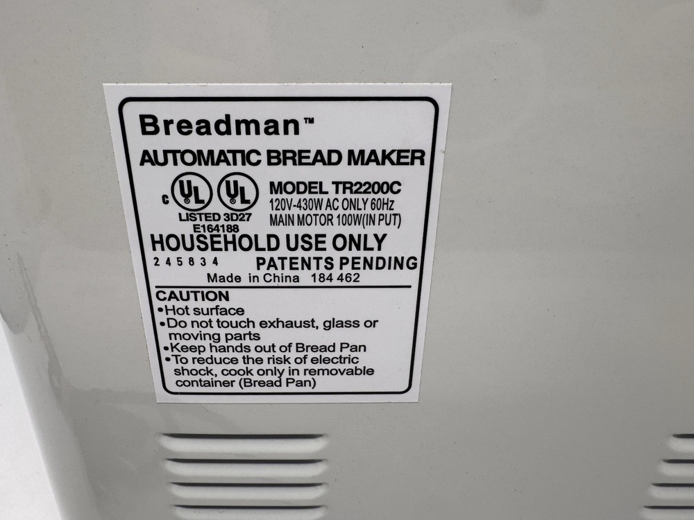 Breadman Ultimate TR2200C Bread Maker Automatic Machine Tested Works (See Video)