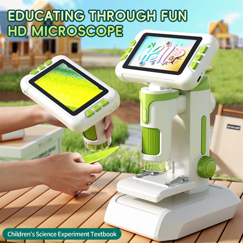 Kids Microscope 1600X Digital Microscope With 4 Inch 1080P Screen Handheld