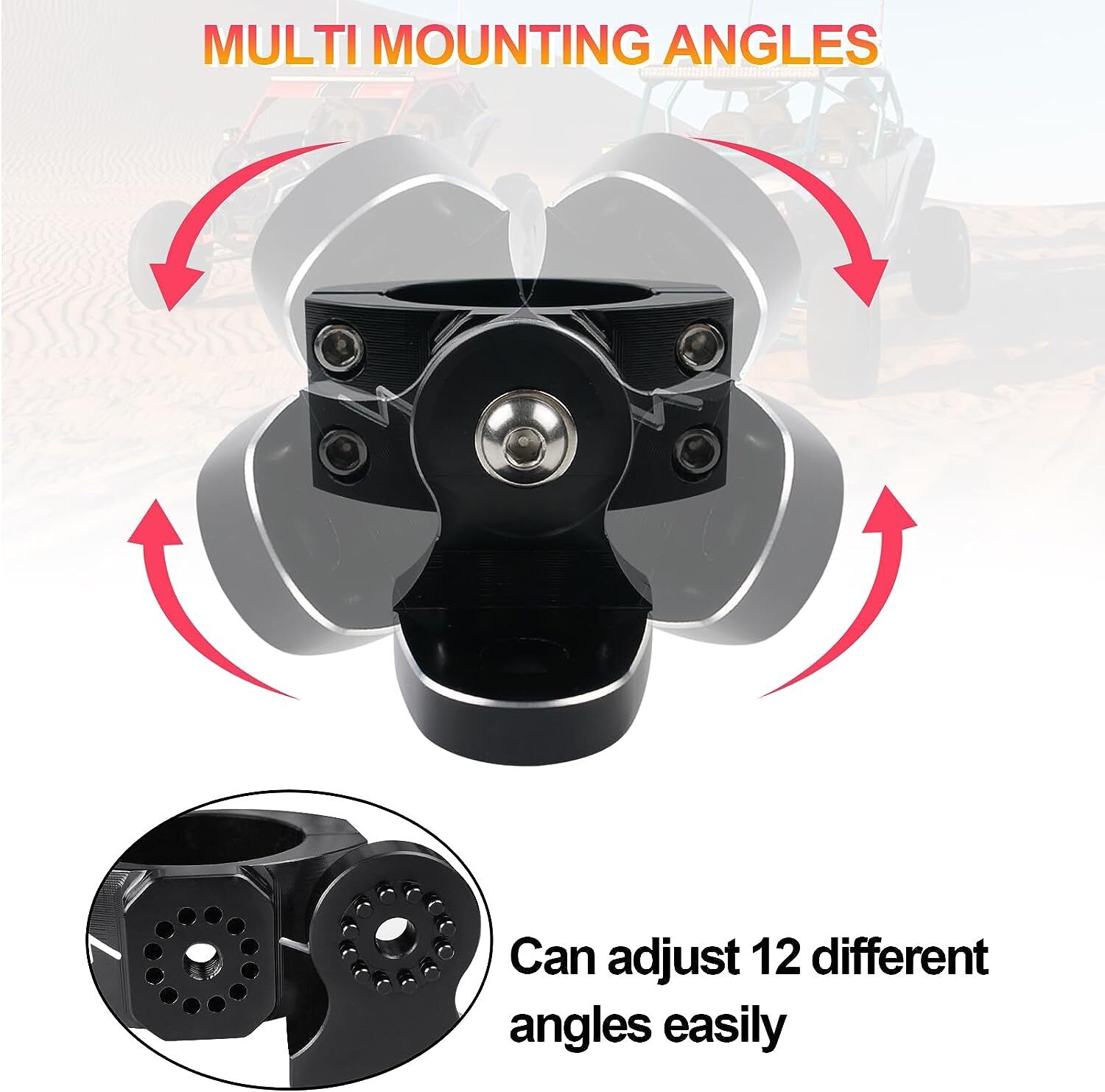 Heavy duty 1.75"-2" UTV Whip Light Flag Mount CNC Bracket for Polaris RZR Honda